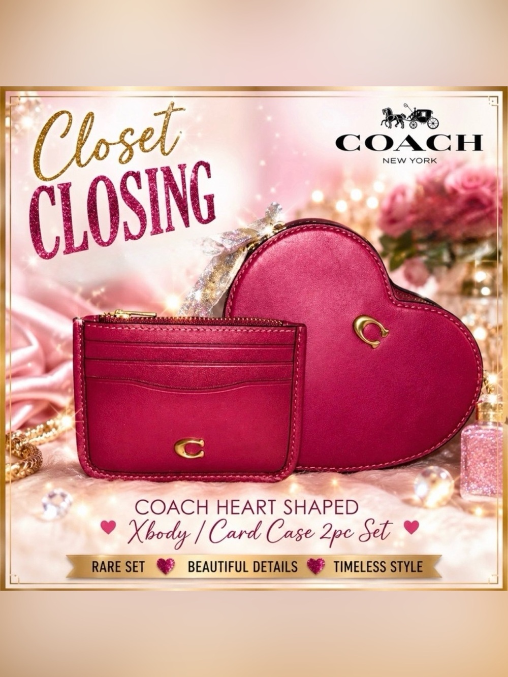 Coach HEART Shaped Xbody/Card Case 2pc Set